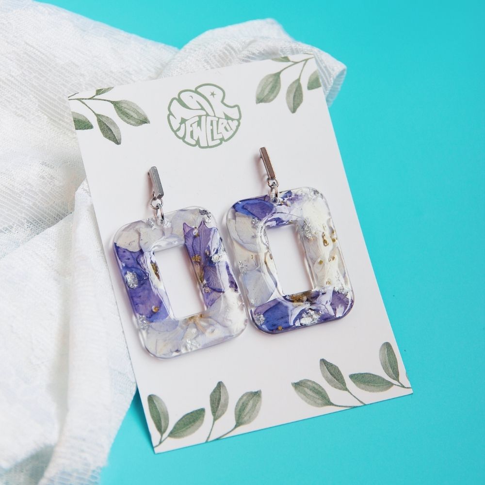 Pendientes pétalos hortensias